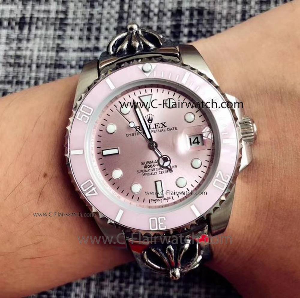 Stainless Steel Pink Submariner Rolex Watch - Punk Style